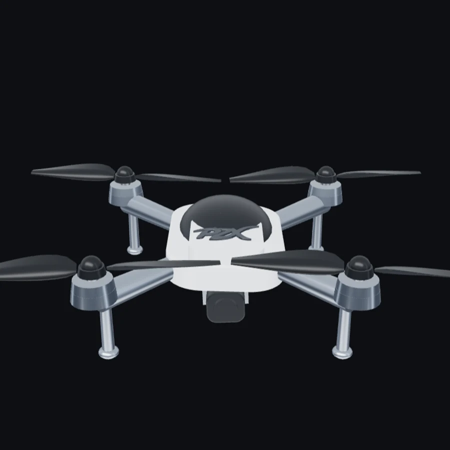 Quadcopter — Aerofoil rotors, stabilised camera